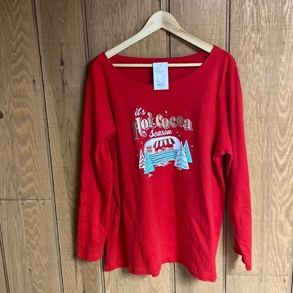 Croft & Barrow The Classic Tee holiday long sleeve women’s plus‎ tee size 1X NWT